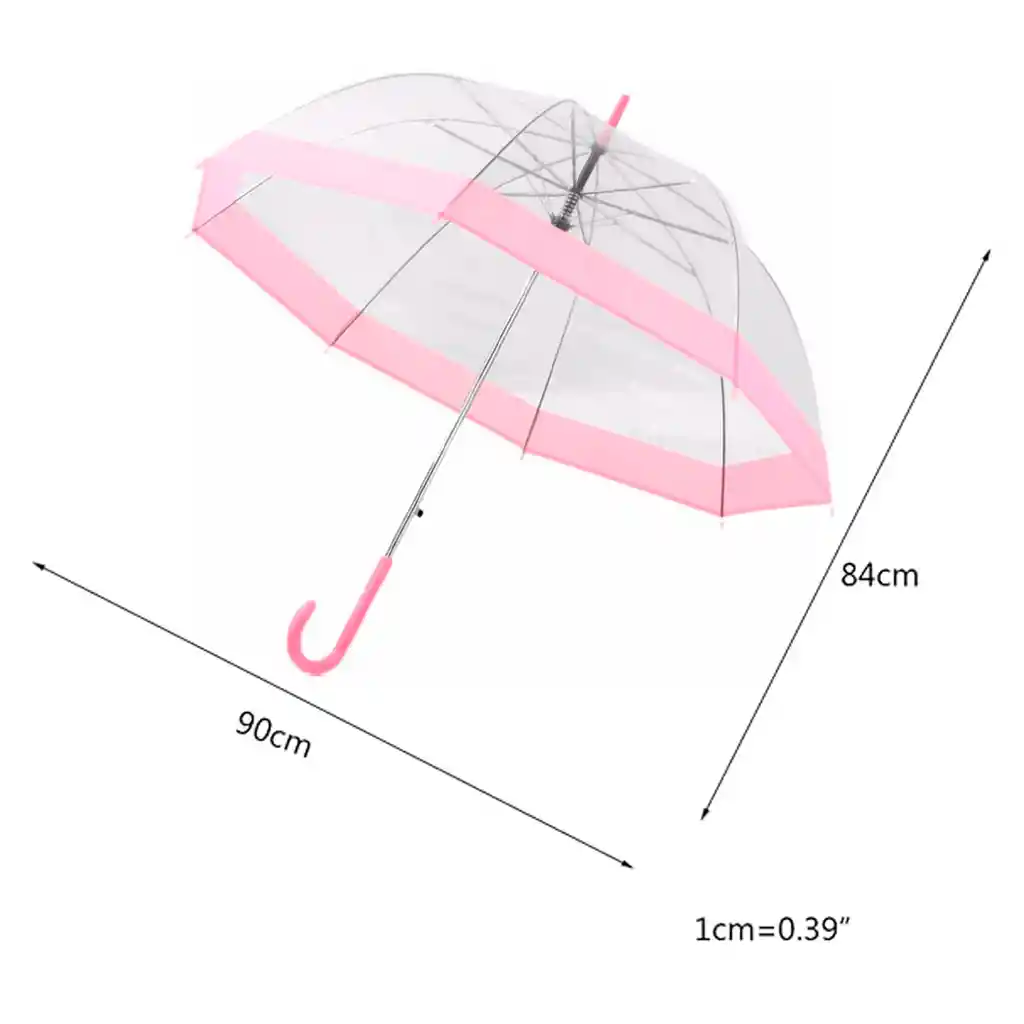 Kit Sombrilla Paraguas Transparente + Capa Carpa Lluvia Adulto Rosa Hongo