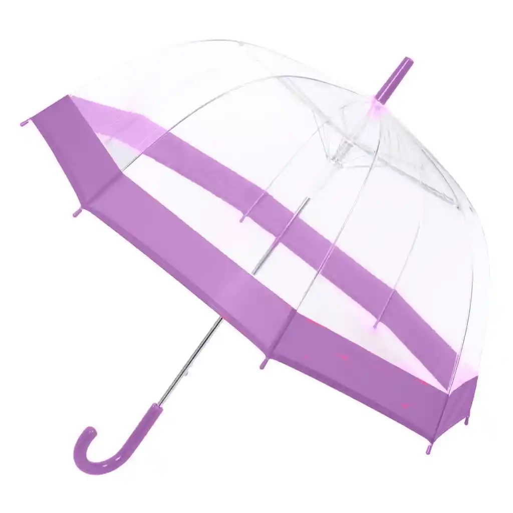 Kit Sombrilla Paraguas Transparente + Capa Carpa Lluvia Adulto Morado Hongo