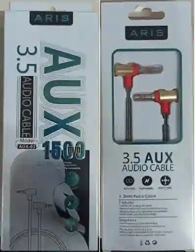 Cable Auxiliar De Audio 1 A 1 Plug 3.5mm 1.5 Metros Aris Aux-03