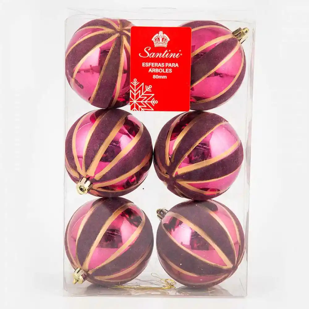 Bolas Navideñas Borgona 6pz Santini