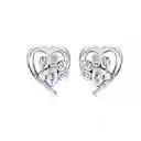 Aretes Corazón Huella Perro Gato Mujer Cristales Y Plata 925