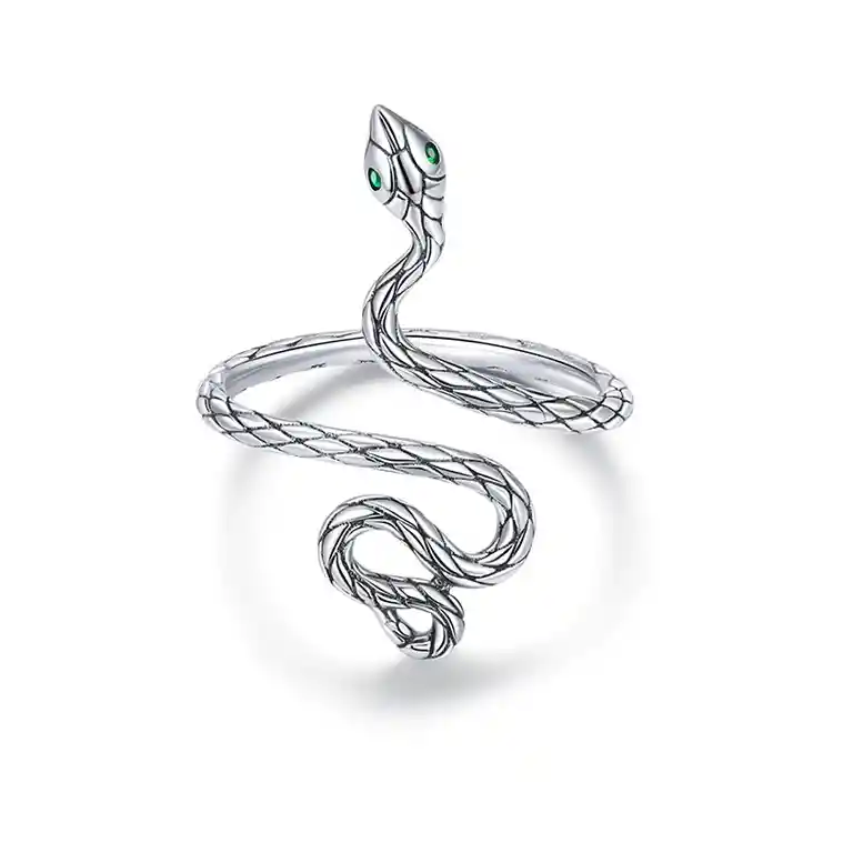 Anillo Argolla Para Mujer Serpiente Ajustable En Plata 925