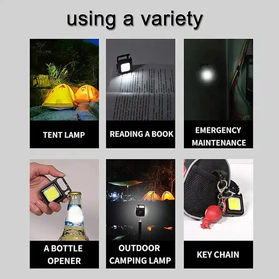 Mini Linterna De Bolsillo, Portátil, Con Soporte, Plegable Y Abridor De Botellas, Adecuada Para Acampar, Correr Por La Noche, Pesca Nocturna E Iluminación De Emergencia Al Aire Libre