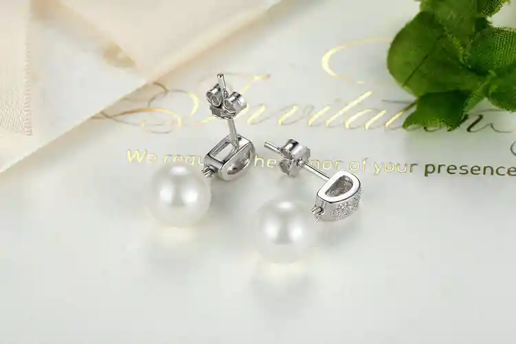 Aretes Elegantes Para Mujer Perla Fabricados En Plata 925