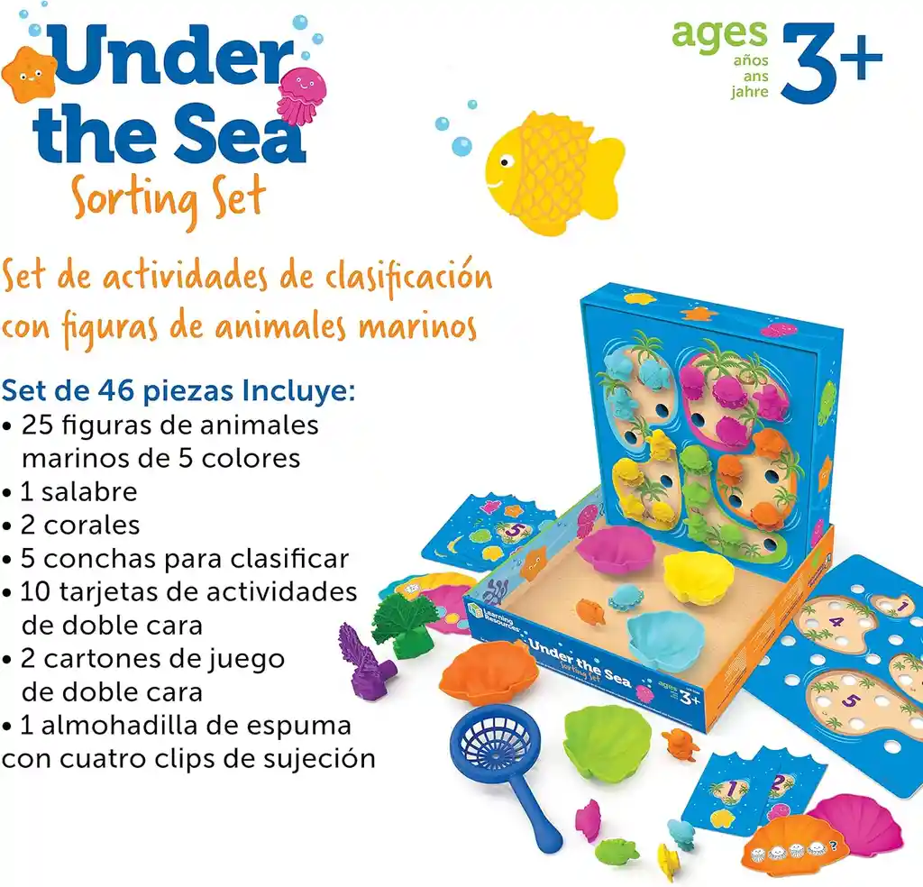 Juego De Clasificación Y Motricidad Fina Bajo Del Mar Niños