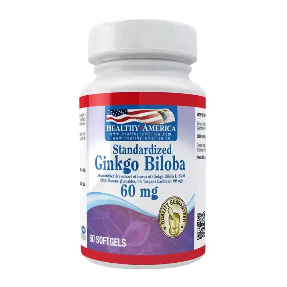 Ginkgo Biloba Healthy America 60 Mg 60 Cap