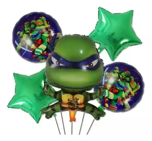 Kit De Globos Metalizados Tortugas Ninja Sin Inflar