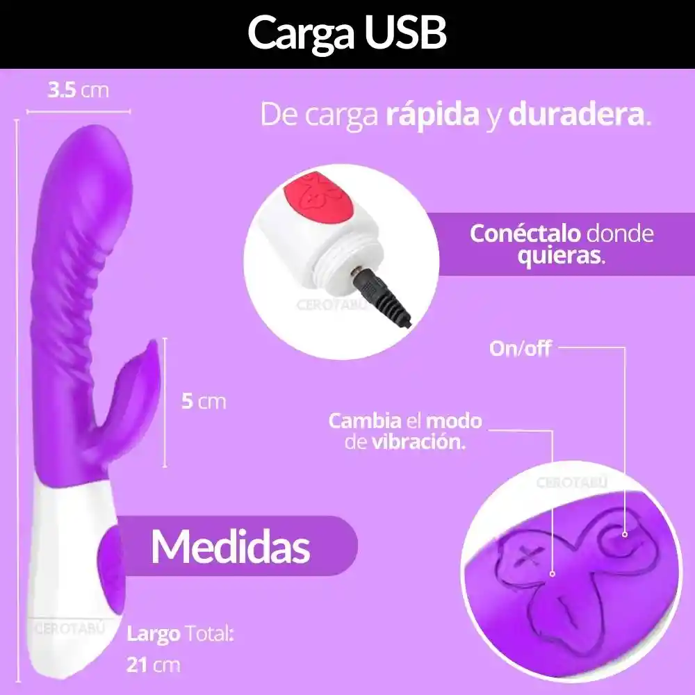 Vibrador Consolador Doble Estimulación Clítoris Y Punto G Bass