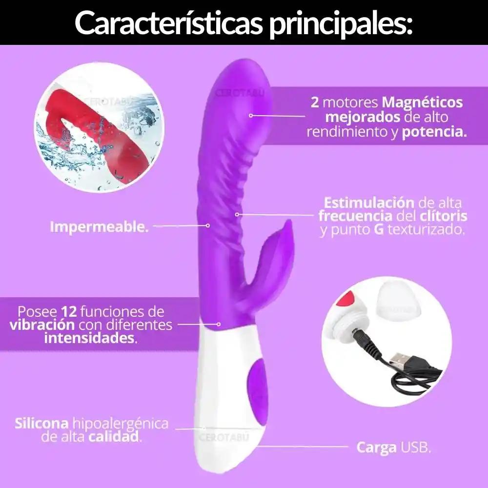 Vibrador Consolador Doble Estimulación Clítoris Y Punto G Bass