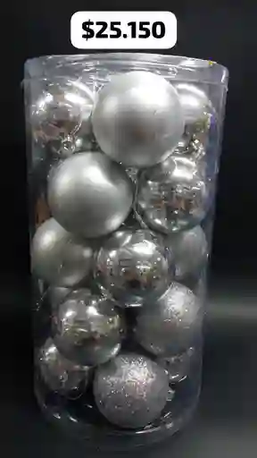 Bolas Navideñas Caja X20 Unidades Plateadas