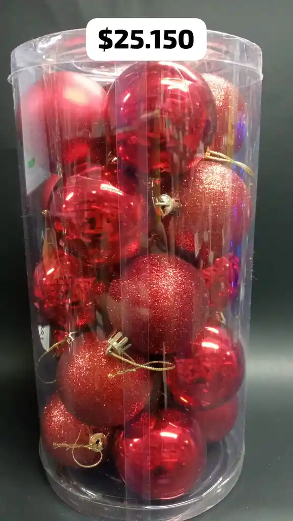 Bolas Navideñas Caja X 20 Unidades Rojas