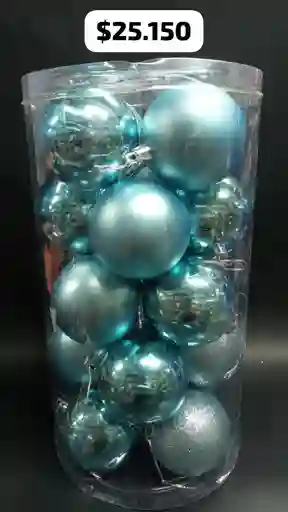 Bolas Navideñas Caja X20 Unidades Azul Claro