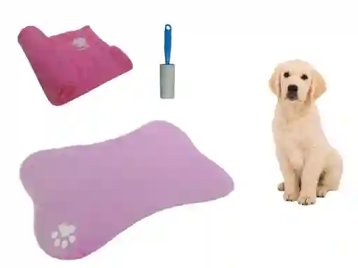 Hally Pets Set Tapete + Cobija + Quitamotas Rosado OT0010