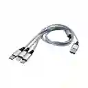 Cable Usb Pulpo 3 En 1 A Micro Usb + Lightning + Tipo C