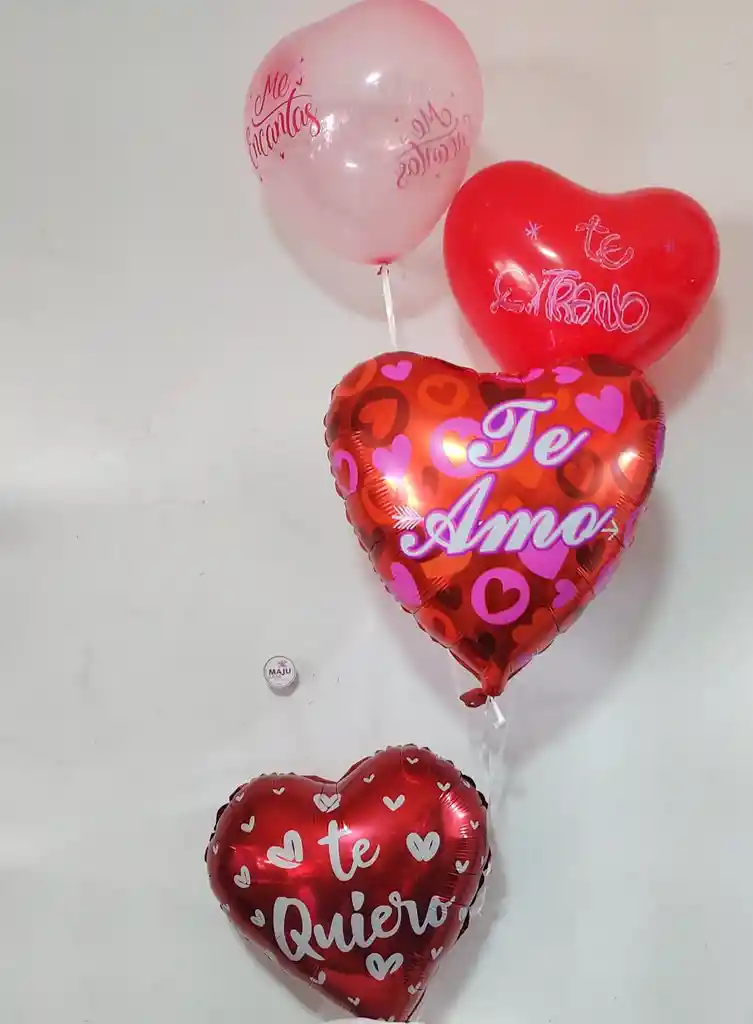 4 Globos De Helio Amor Corazon