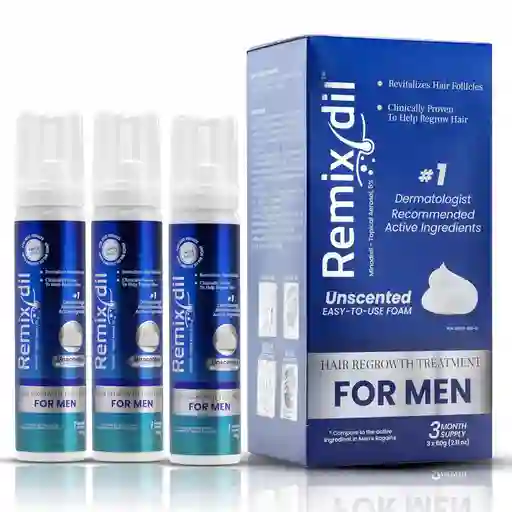 Remixidil Minoxidil 5% En Espuma X 3 Unidades Para Hombre