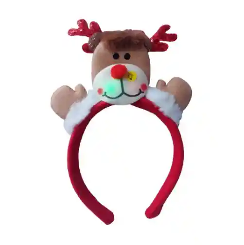 Kit X2 Diademas Navidad Con Luz Reno Peluche Cintillo 28cm