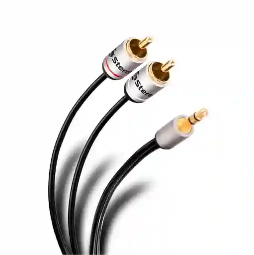 Cable Plug 3,5 Mm A 2 Plug Rca De 1,8 M, Ultradelgado Y Conectores Reforzados
