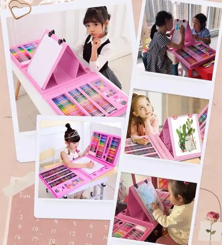 Set Artistico Infantil 208 Piezas Rosado