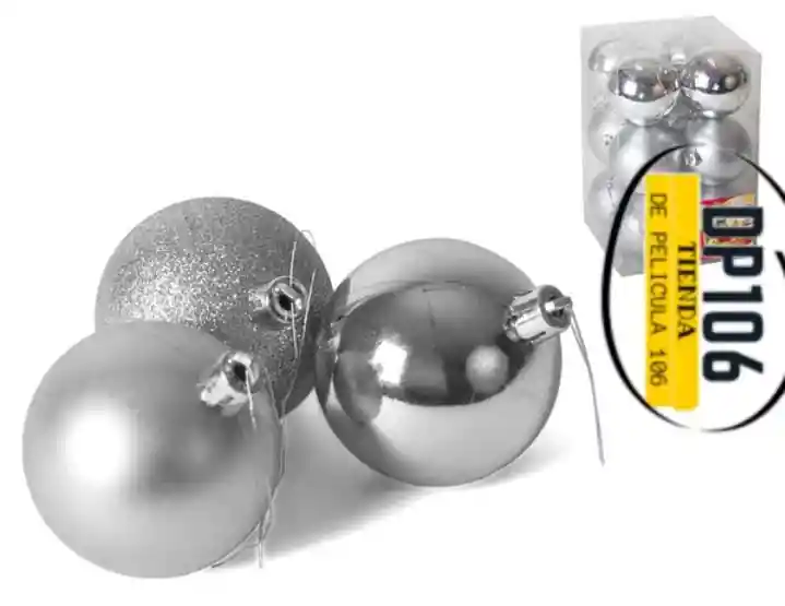 Bolas De Arbol Navidad Plata X 12 Und