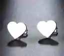 Juego De Aretes Y Collar Triple En Acero Diseño Corazones 3d Y Silueta De Corazón Con Pedrería