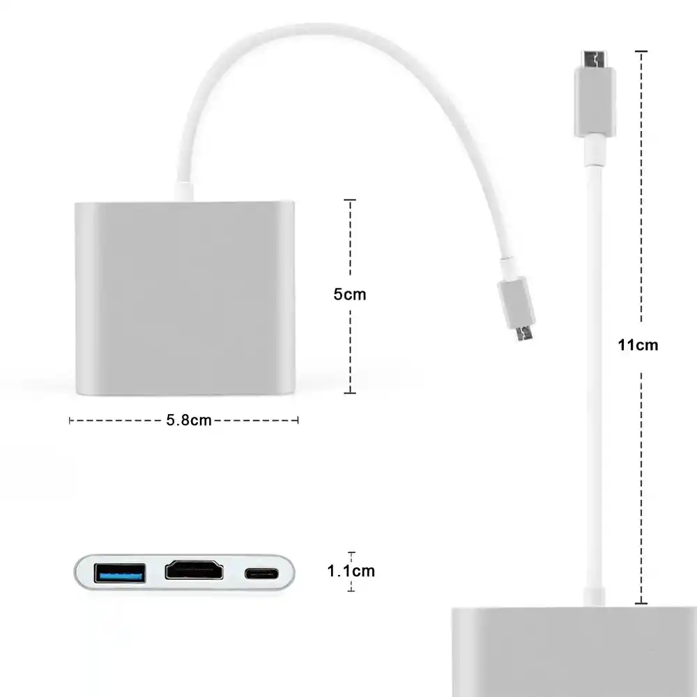 Adaptador Hub Multipuerto Usb C A Tipo C - Usb 3.0 - Hdmi 4k