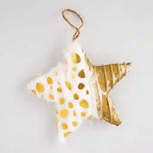 Estrella Ornamento Navideña 13cm Dorado-blanco