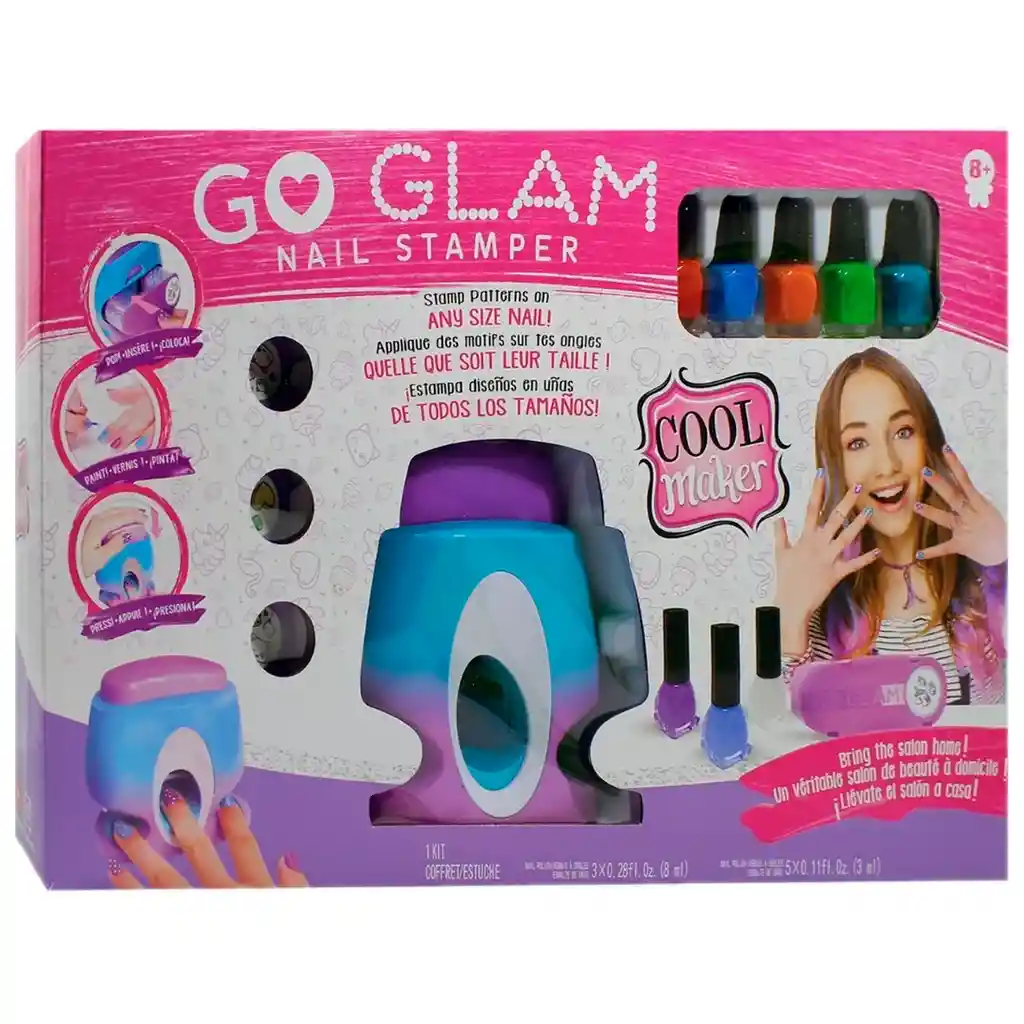 Cool Maker Go Glam Decora 8 Esmaltes + Stickers Juguete Niña Sye-01