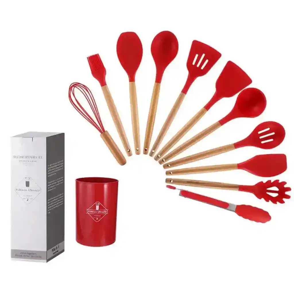 Juego De Utensilios P/cocina Silicona No Tóxico 12 Pzas