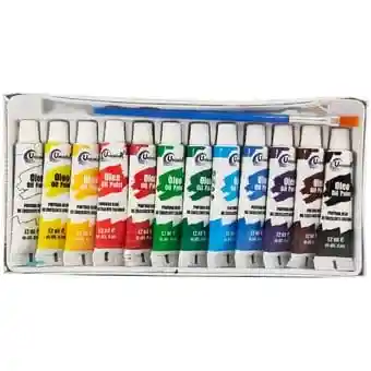 Pintura Al Oleo Unicolor Caja X 12 Colores Tubo De 12ml