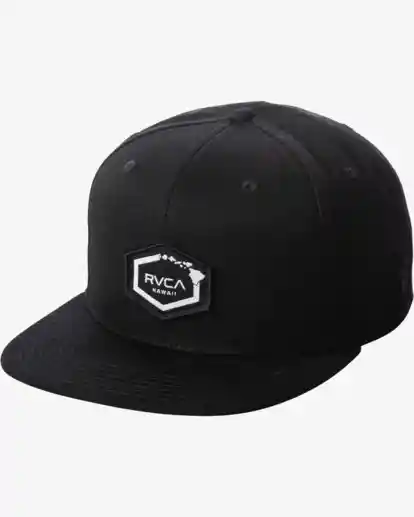 Gorra Rvca Negra Logo Blanco Island Hex Snapback