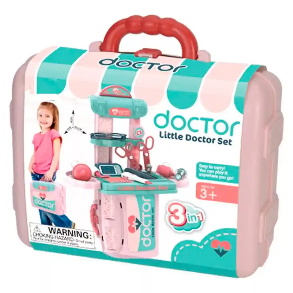 Kit Maleta Doctora Portátil 3 En 1 Juguete Accesorios