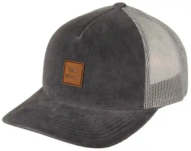 Gorra Rvca Gris Gamusa Logo Bordado Va Atw Cord Trucker