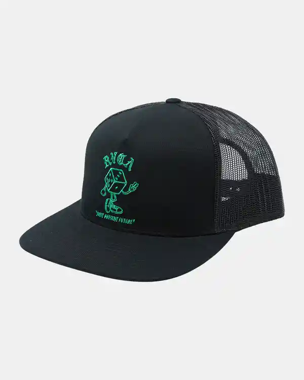 Gorra Rvca Negra Logo Negro Dados Pair O Dice Trucker