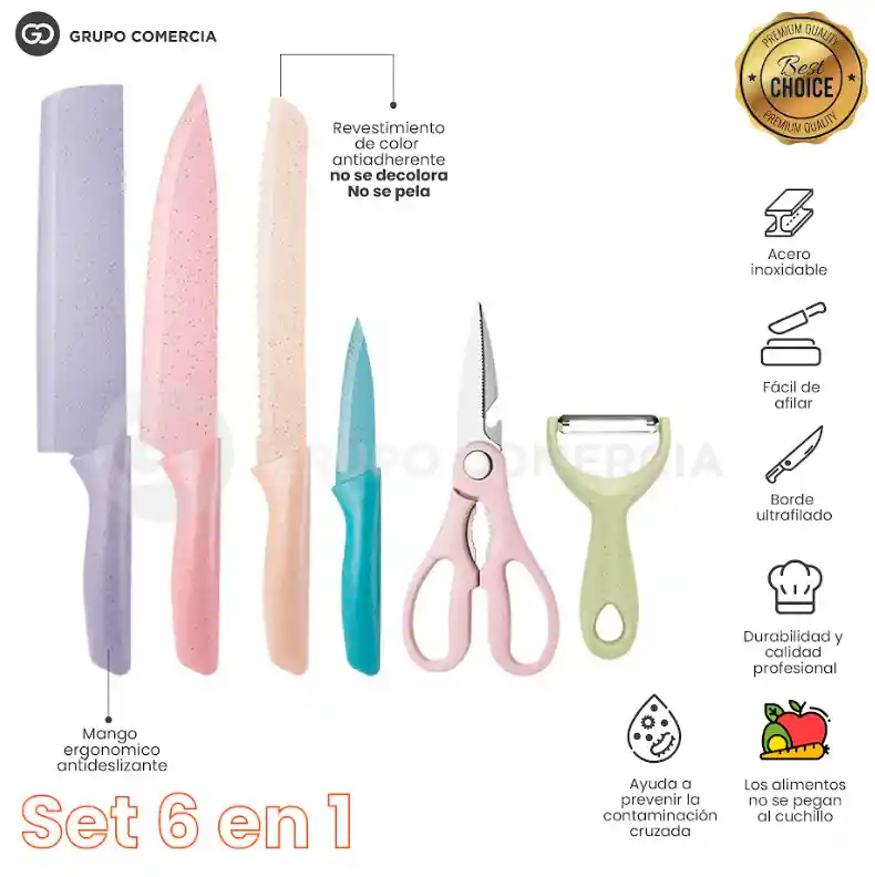 Set Juego De Cuchillos Cocina X6 Piezas