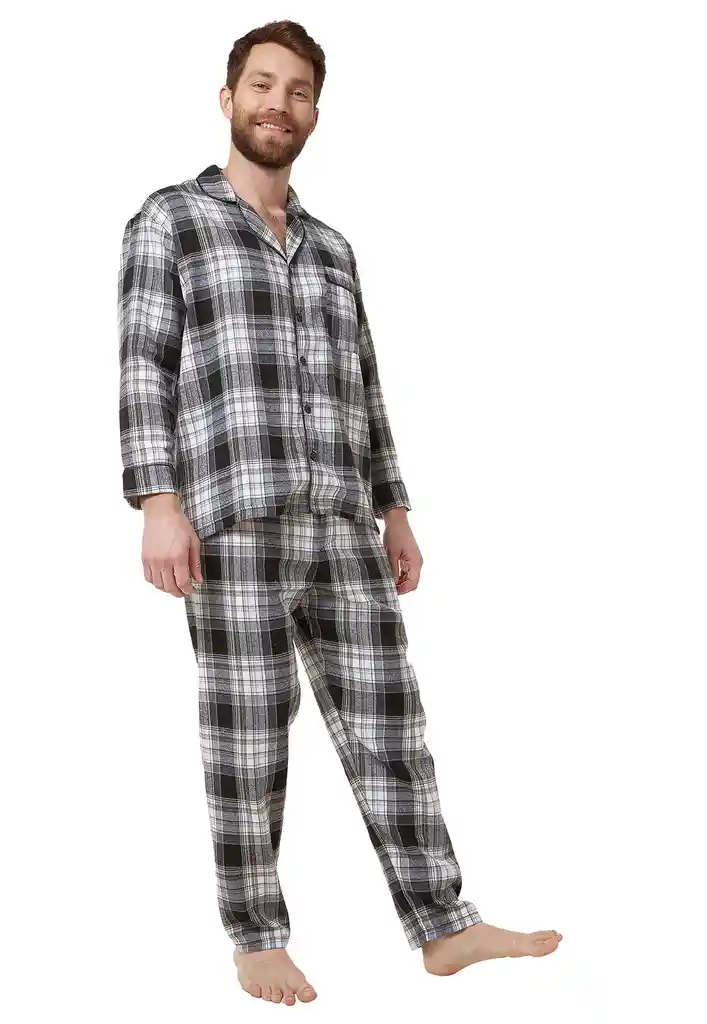 Pijama Hombre Leñadora Santana Gris Perla Talla L