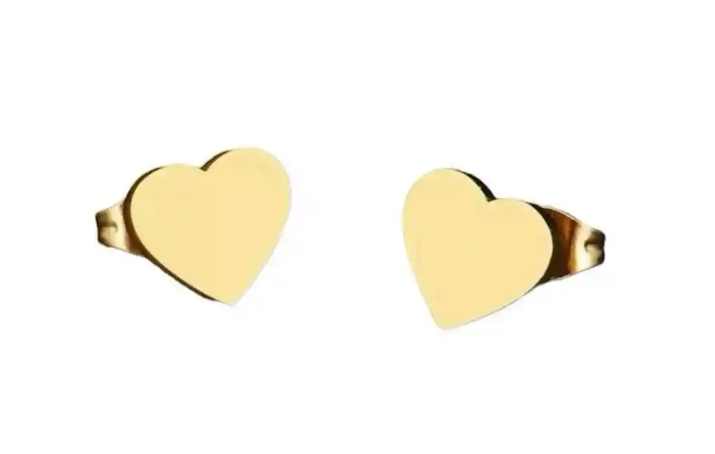 Juego De Aretes Y Collar En Acero Estilo Étnico Con Corazón Y Pedrería