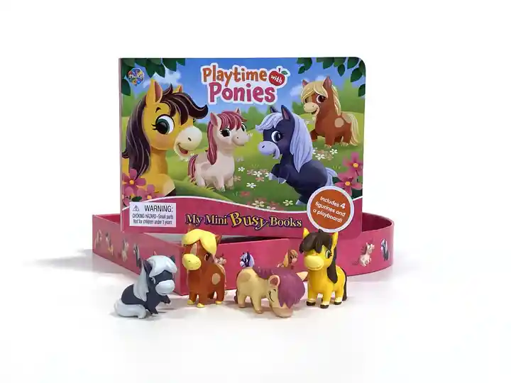 Libro Para Niños Y Juego 2 En 1 Figuras Ponis Animales Niñas