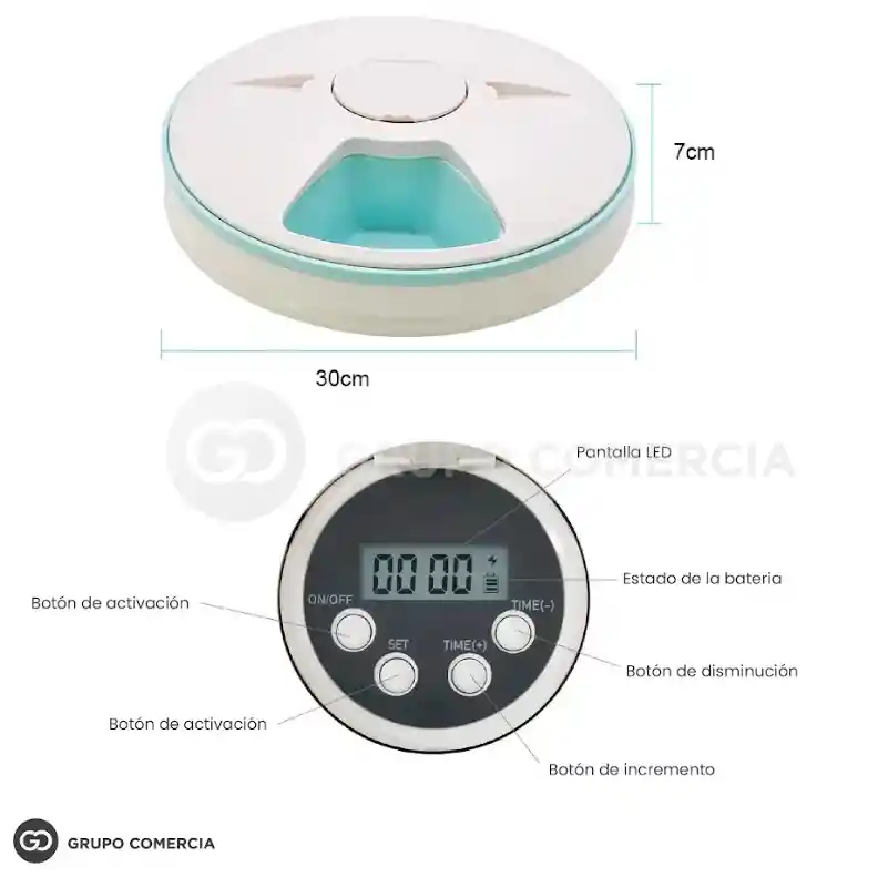 Dispensador Automático Comida De Mascotas 6 Compartimientos