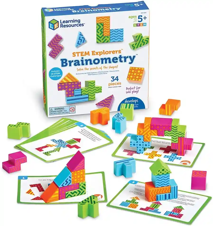 Juego Didáctico Bloques Geométricos Stem 34 Piezas Niños