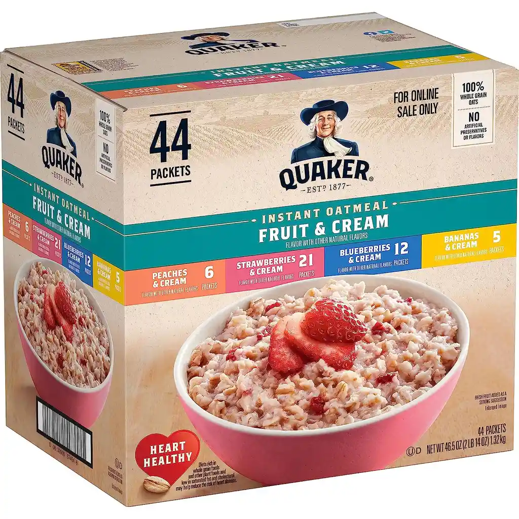 Quaker Paquete Variado De Frutas Y Crema De Avena Instantánea, 44 Unidades