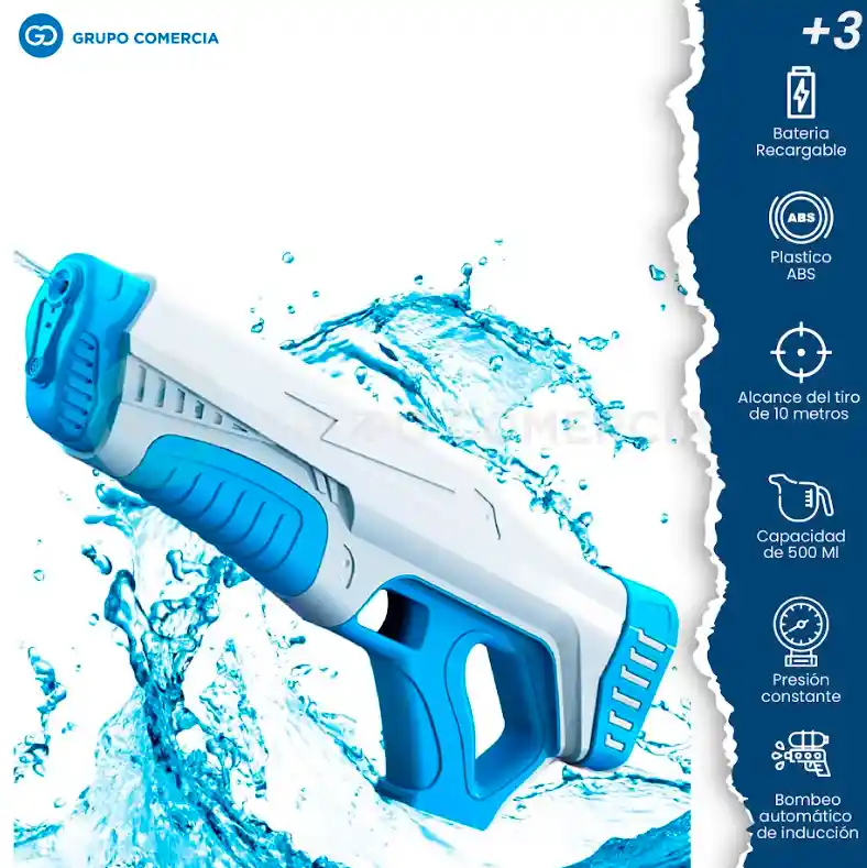 Pistola De Agua Presión Batería Recargable Para Niños 500ml