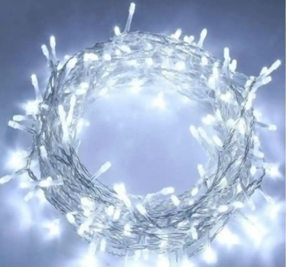 Luces De Navidad X60bombillos Luz Led Blanca Cable Siliconadox3 Metros