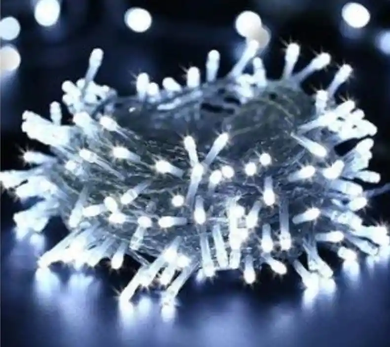 Luces De Navidad X60bombillos Luz Led Blanca Cable Siliconadox3 Metros