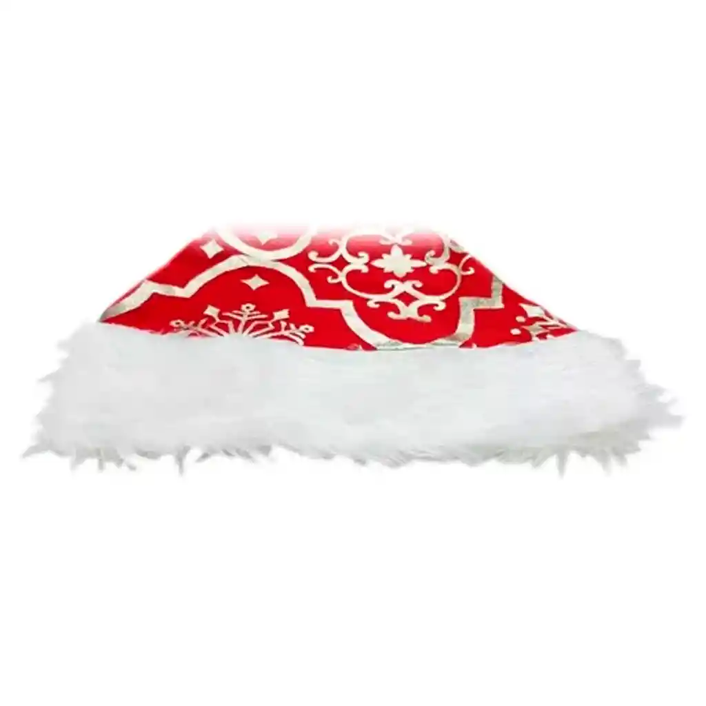 Gorro Navidad Peludo Estampado Navideño 43x30cm Rojo/blanco