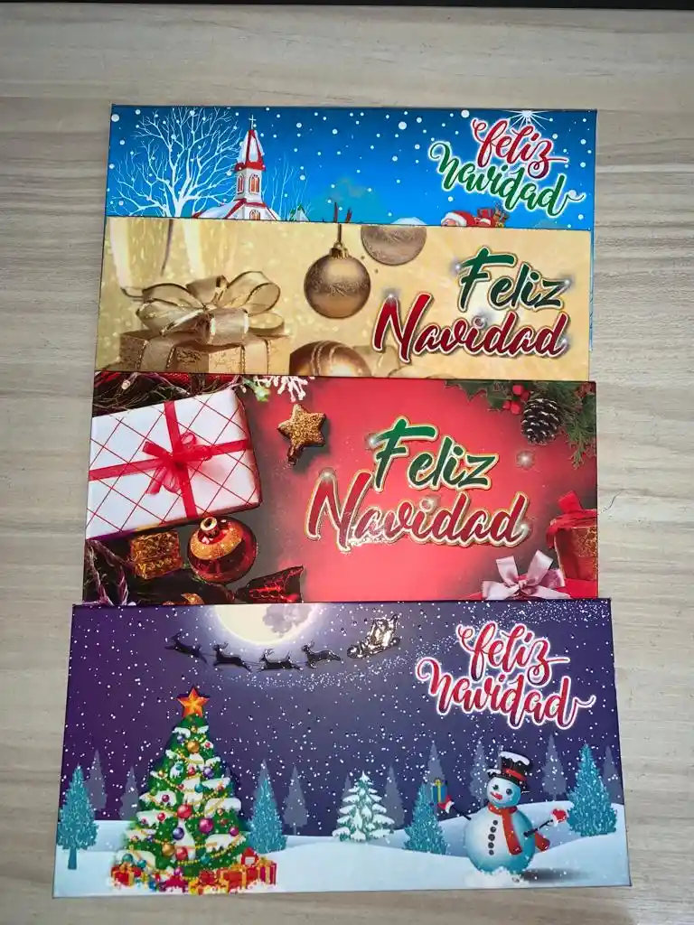 Lluvia De Sobres Tarjeta Navidad Grande Con Relieve