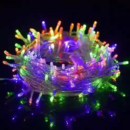 Luces De Navidad Humo Led Multicolor X90 Bombillos Cable Blanco