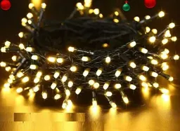 Luces De Navidad Humo Led Calida Amarilla X92 Bombillos Cable Verde