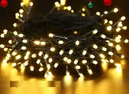 Luces De Navidad Humo Led Calida Amarilla X92 Bombillos Cable Verde