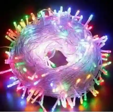 Luces De Navidad Humo Led Multicolor X180 Bombillos Cable Blanco